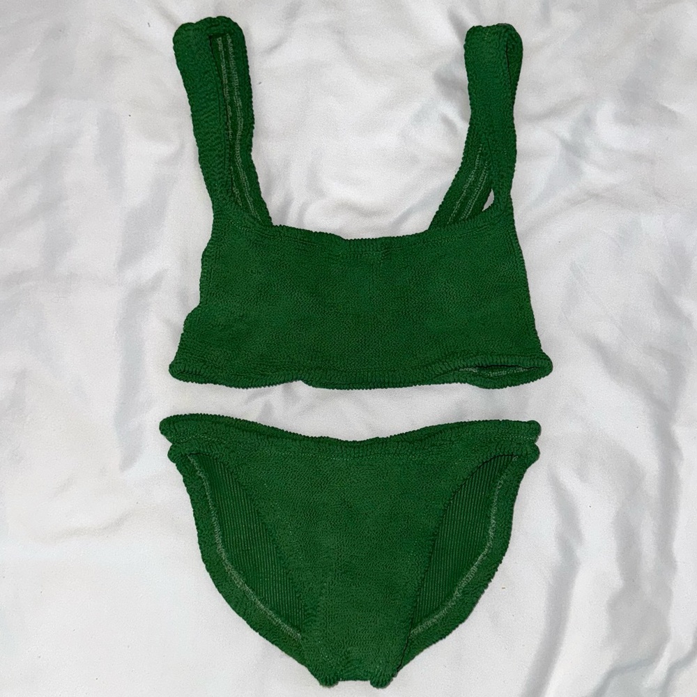 Hunza G Green Textured Two-Piece Bikini